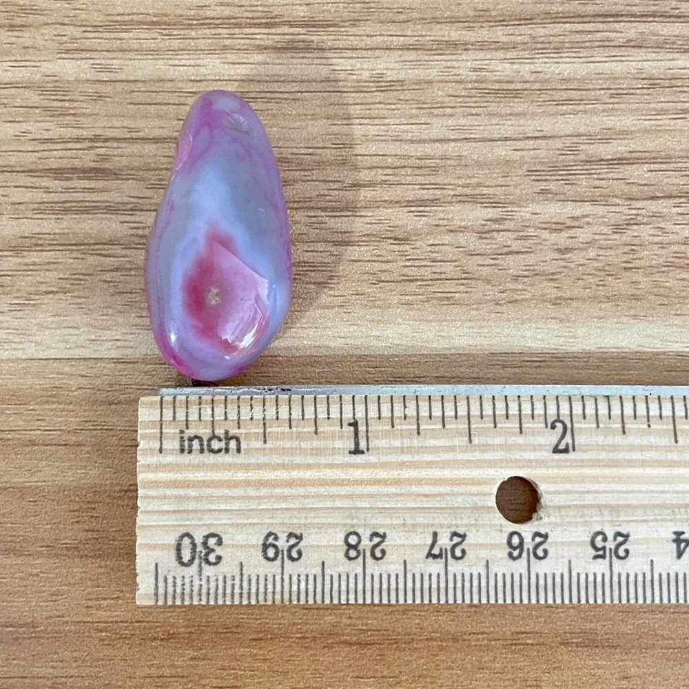 Vintage Pink Agate Stone Teardrop Pendant Natural Polished Gemstone Charm
